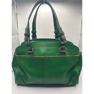 Vintage Coach 7465 Hamilton Kelly Green Leather Satchel Handbag